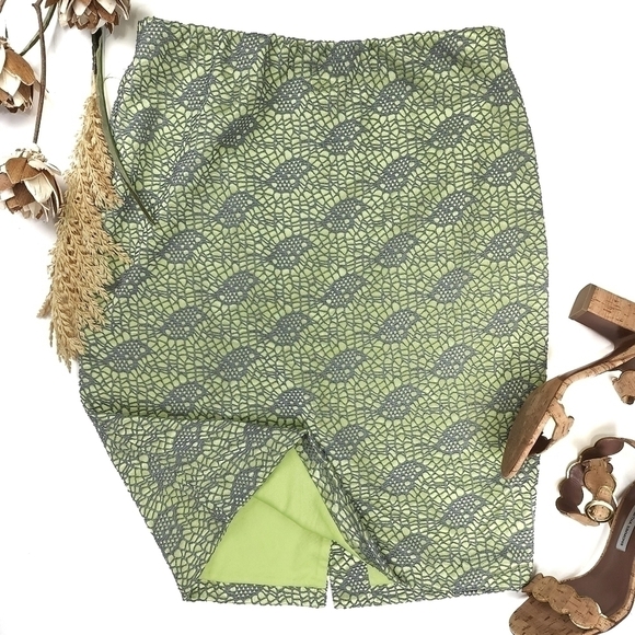 Mossimo Green Gray Laced Embroidered Skirt Sz M - Picture 2 of 7